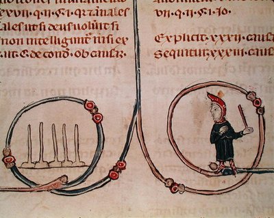 Ms 372 fol.181v Un uomo che gioca a birilli, dai Decreti di Graziano da French School